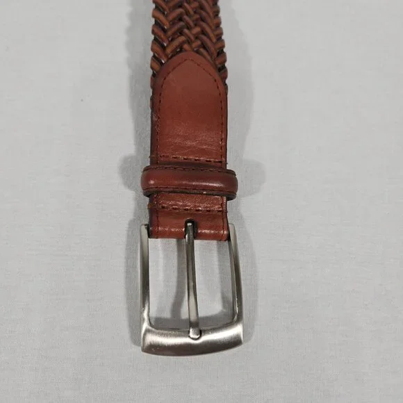 VINTAGE Hipster Western Genuine BROWN Leather Bonded Lacing BELT Men's Size 34. - Picture 7 of 17